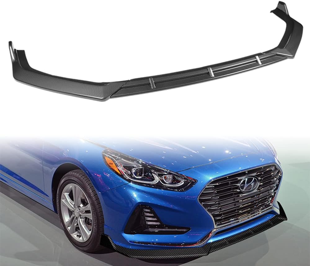 Q1-TECH, Front Bumper Lip fit for Compatible with 2018-2019 Hyundai Sonata, Front Bumper Lip Spoiler Air Chin Body Kit Splitter ABS, Sport-Style (Painted Carbon Fiber)