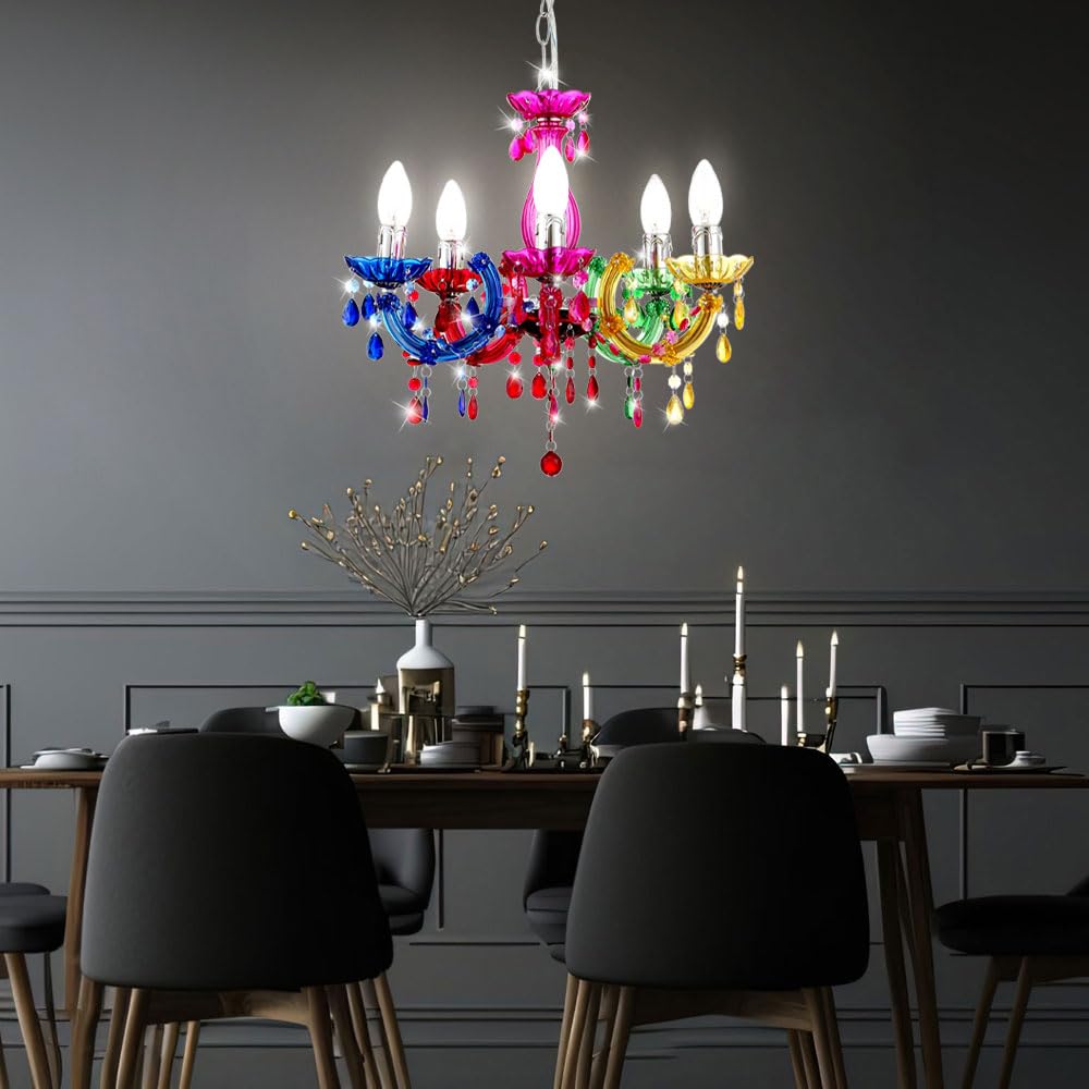 Kronleuchter Hänge Leuchte Decken Pendel Lampe Ess Zimmer Beleuchtung Luster bunt Globo 63118-5