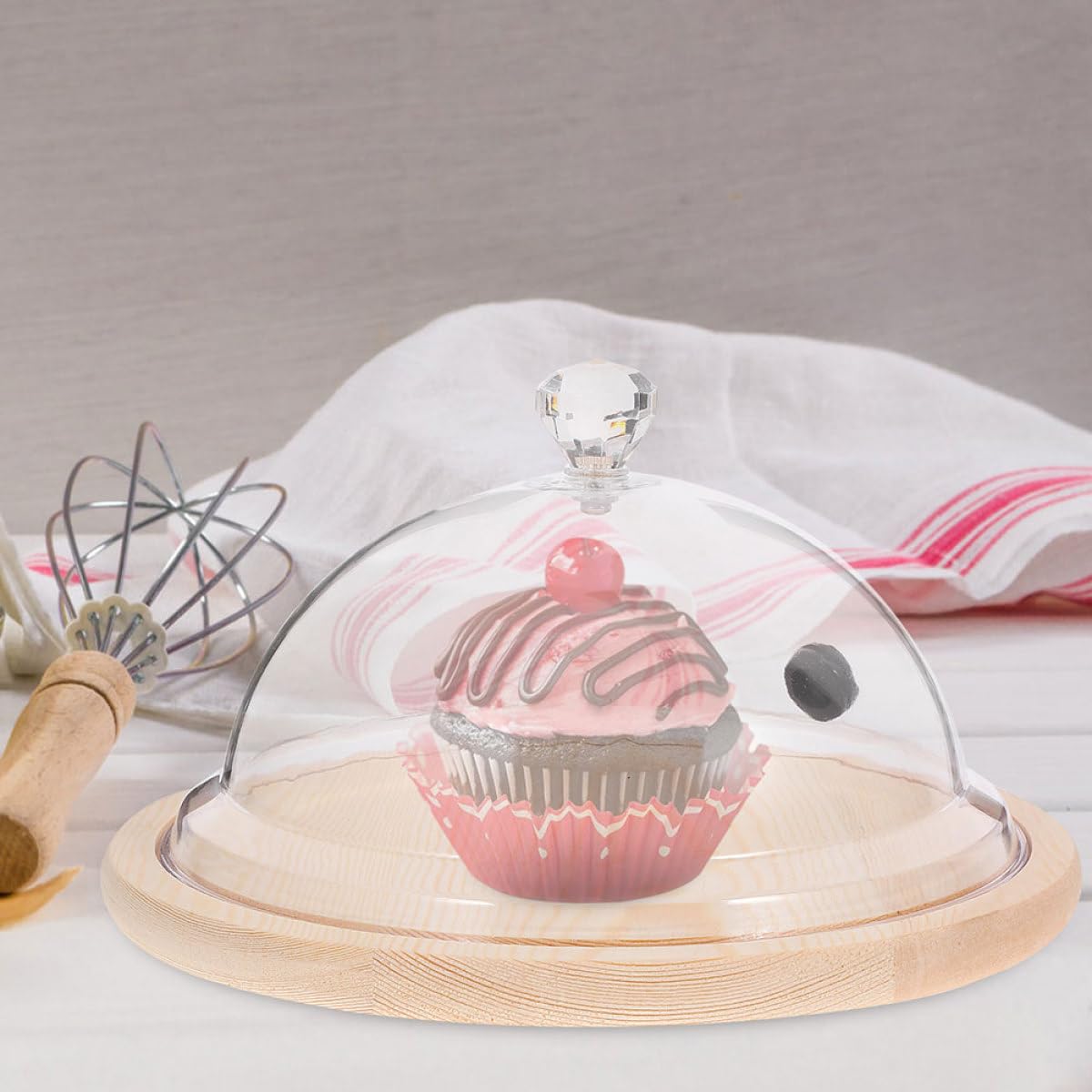 Räucherglocke 26cm Klare Kunststoffkuppel für Haushalts Kuchenformdeckel und Präsentationsschale mit Wiederverwendbarer Abdeckung für Torten und Desserts