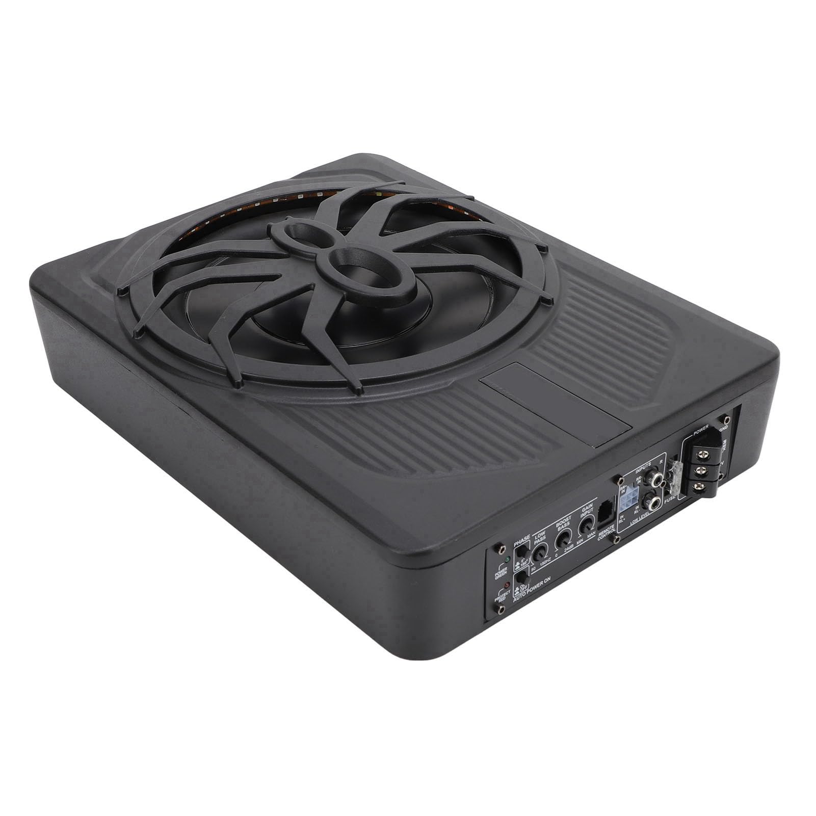 Subwoofer per Auto Alimentato 10 e 800 W, Subwoofer Sottile per Auto Alimentato sotto Il Sedile con Luce D'atmosfera a LED, Subamplificatore Audio (Multicolore)