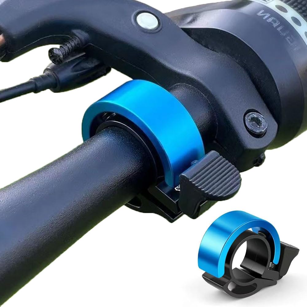 GLOWZEN 自転車 ベル ロードバイク ベル パイプ径 22mm 1個入り アルミニウム合金 防錆 隠れる式 (ブルー)