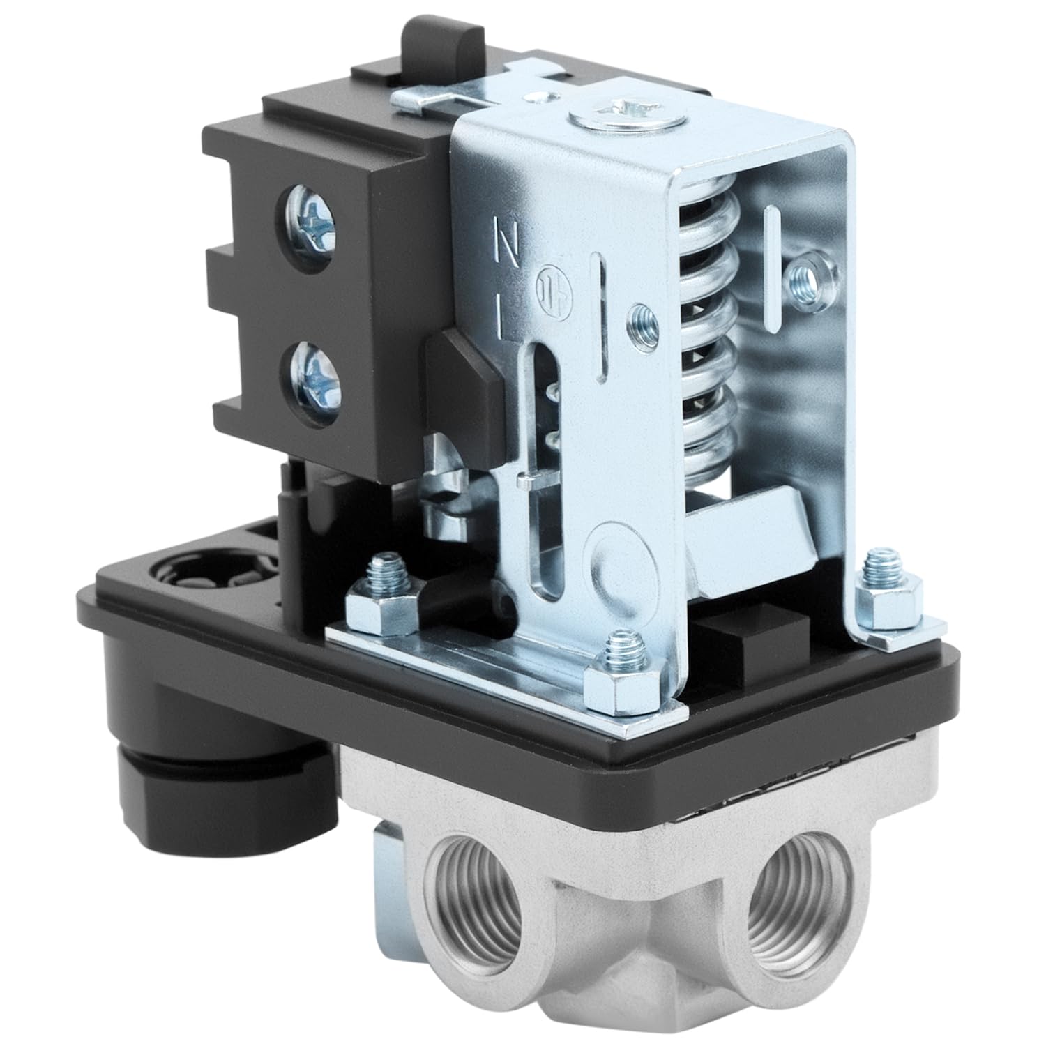QWORK® 4-drożny przełącznik ciśnienia sprężarki powietrza, przełącznik ciśnienia 220 V, zawór sterujący sprężarki powietrza