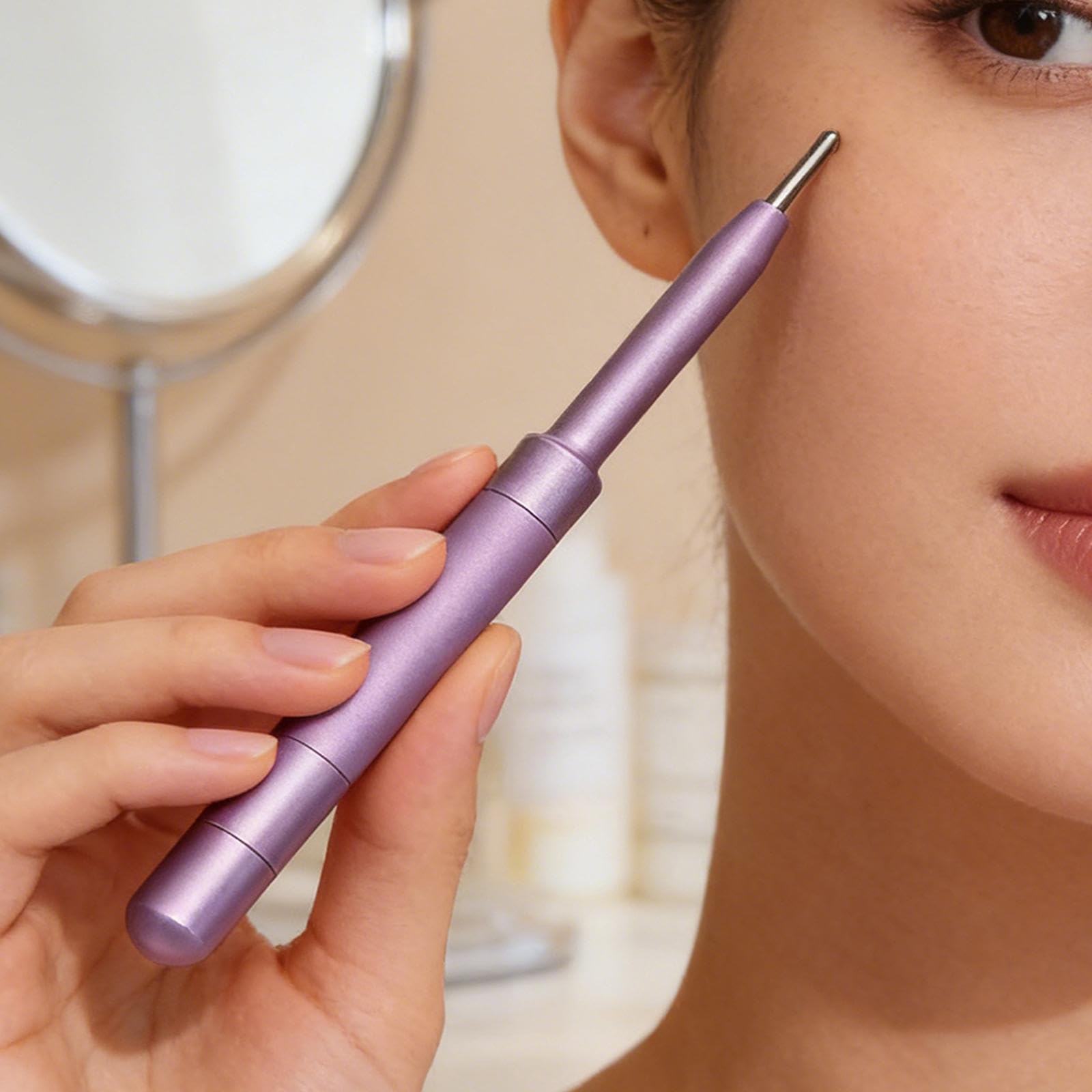 Facial Gesichtsmassage Reflexzonen Aluminiumlegierung Punktmassage Pen Handgerät Mini Manuell Stabil für Spa Körperpflege Reise Geschenk E, Lila