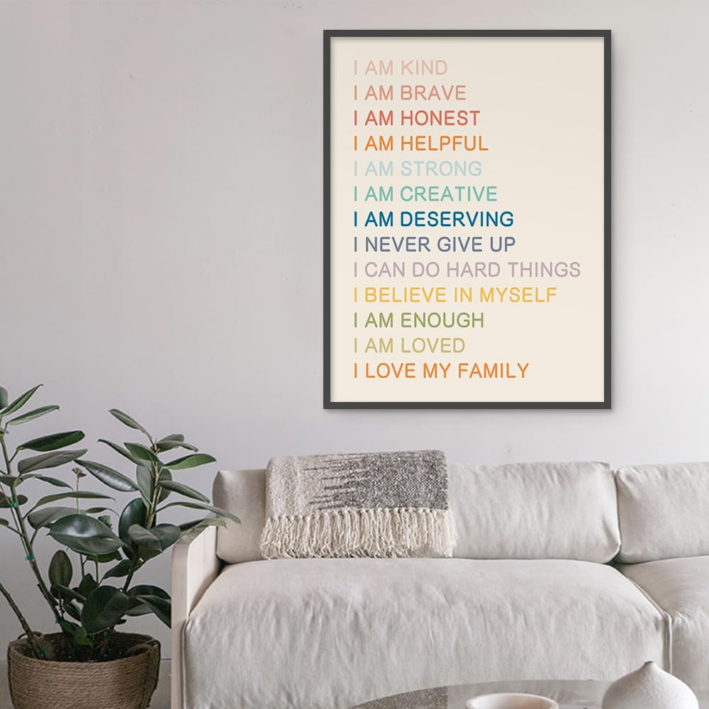 Poster éducatif préscolaire - Sentiments mois - Art mural bohème - Lettres de l'alphabet - Saison émotionnelle - Images d'apprentissage pour salle de jeux pour enfants - Décoration de chambre d'enfant