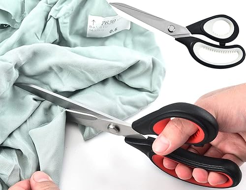 Miniatura 4 de JISTL Tijeras de manualidades con cuchillas afiladas, tijeras de tela de goma con mango de agarre suave, tijeras multiusos adecuadas para costura,