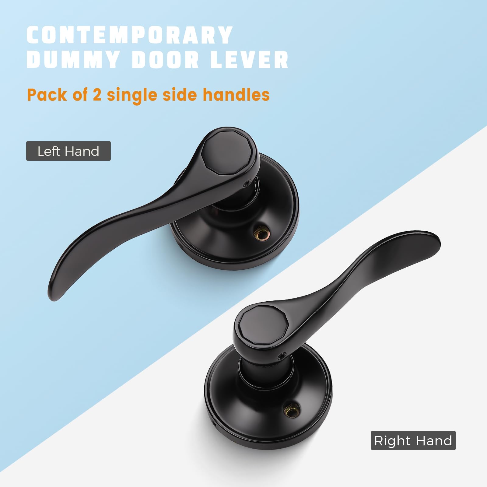 KNOBWELL Set di 5 maniglie per porte interne nere con design a onda classico manichino, maniglie moderne (5 sinistra + 5 destra)