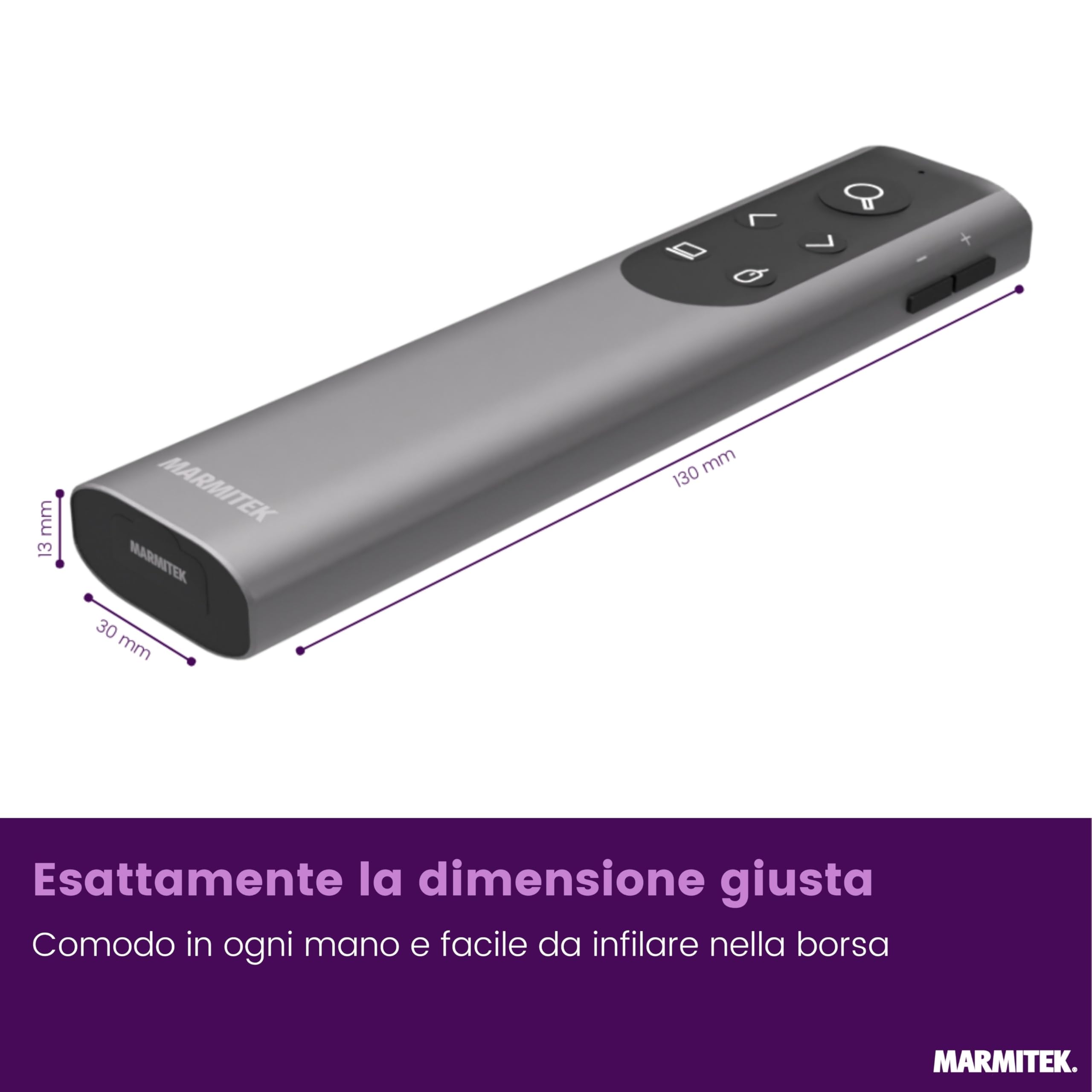 Presenter per presentazioni Marmitek WPR 400A – Puntatore digitale e Air Mouse – Funzione zoom e evidenziazione – Ricevitore USB-C e USB-A – Presentazioni – Wireless Presenter – Clicker PowerPoint