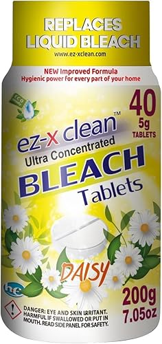 EZ-X CLEAN Ultra Concentrado Activado en Agua Tabletas Blanqueadora para Lavandería y Limpieza Multiusos 40 Tabletas 705 oz Sin Fosfato Reemplaza