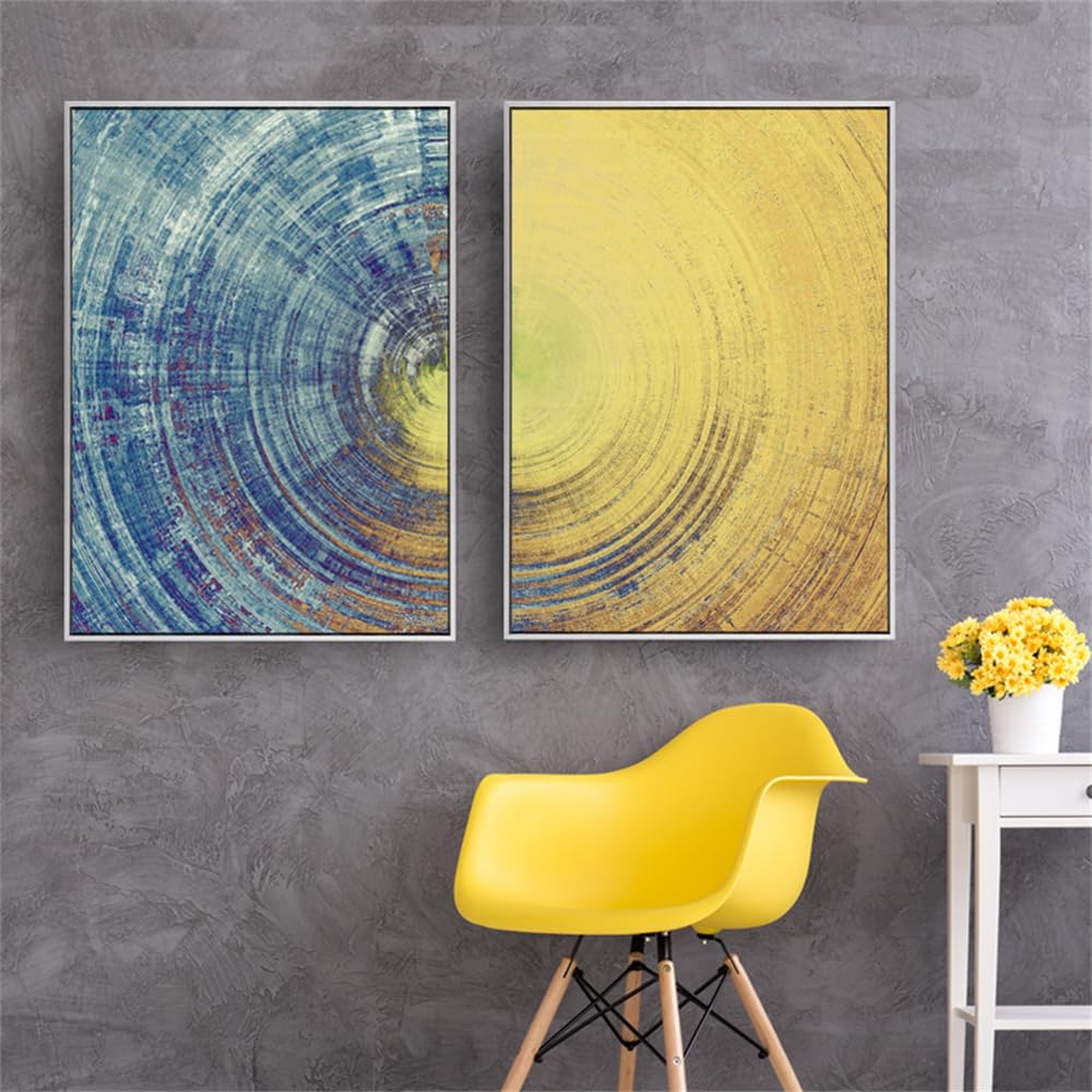 WUHBCZ Art Decor,Abstract Blue Meets Yellow Circle Wall Art Canvas Paintings Poster and Prints Pictures for Bedroom Living Room Kitchen Office Home Decoration-30 * 50cm*2PCS (No Frame)