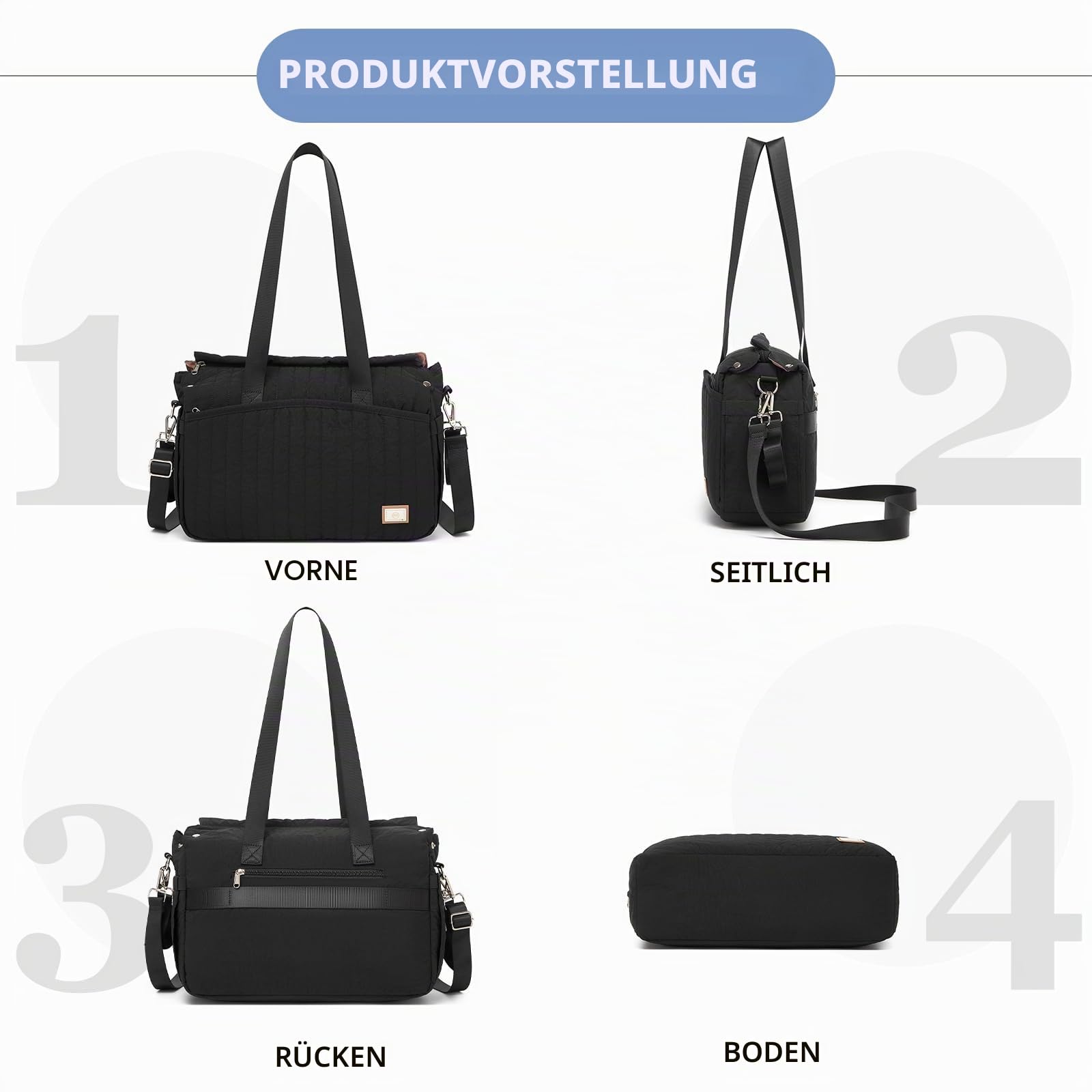 Miss Lulu Wickeltasche für Kinderwagen Wasserdichte Multifunktionale Babytasche mit Kinderwagenhaken Diaper Bag für Mütter Ideal für Schwangerschaf/Krankenhaus/Reisen/Babypflege, Große Kapazität