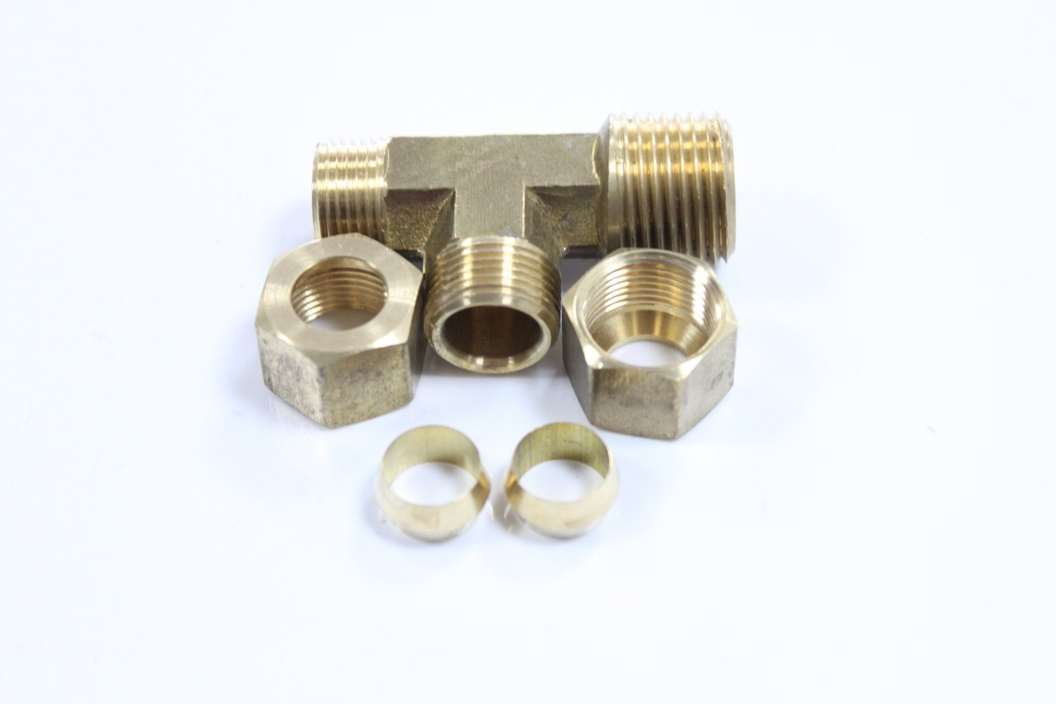 LTWFITTING Raccordo a T in ottone da 3/8" OD x 3/8" OD x 3/8" maschio NPT a compressione (confezione da 20)