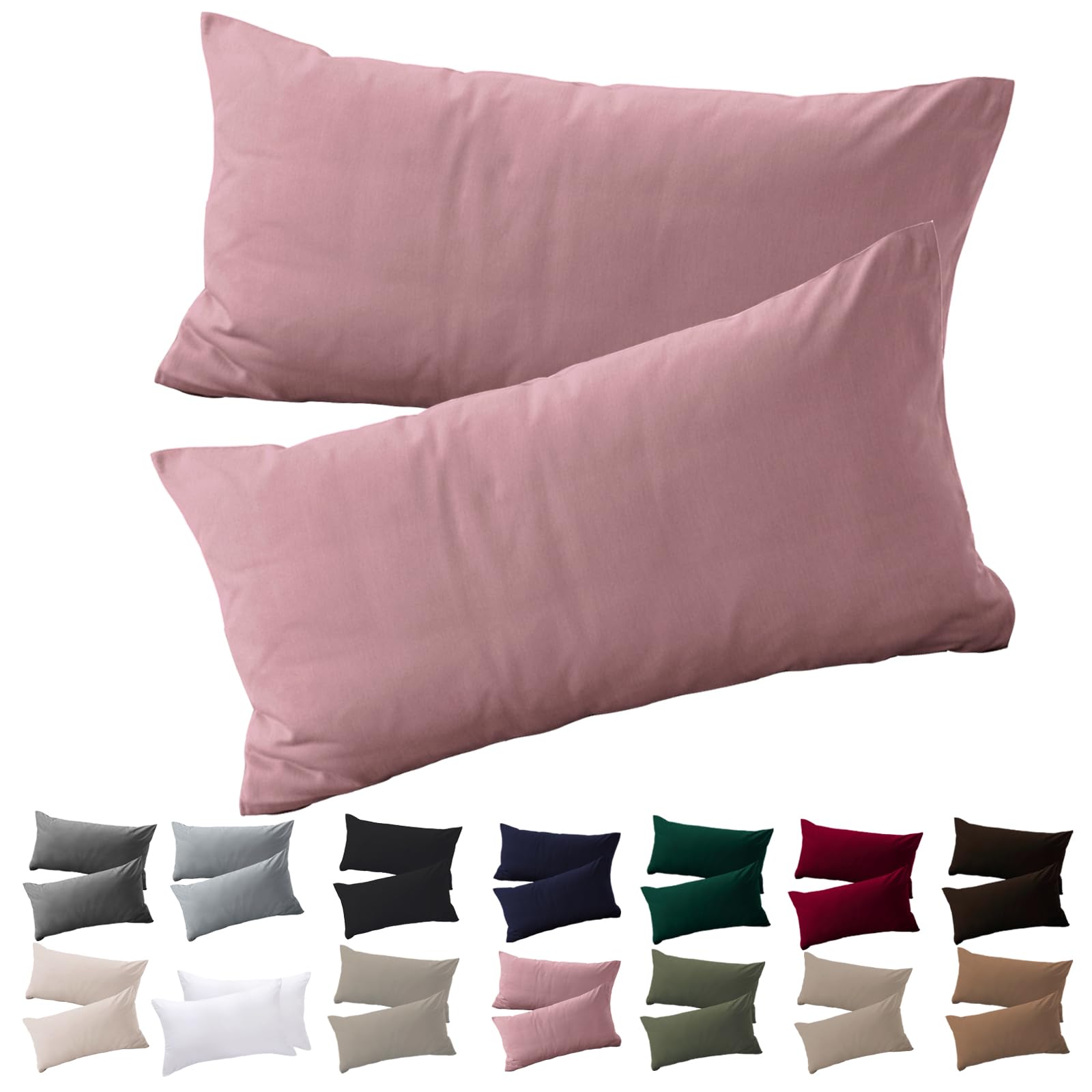 Soifox Cushion Cover 40 x 60 cm, Set of 2, Pink Pillowcase for Pillows 40 x 60 cm, 100% Microfibre Resistant and Hypoallergenic Cushion Covers with Zip — image 1