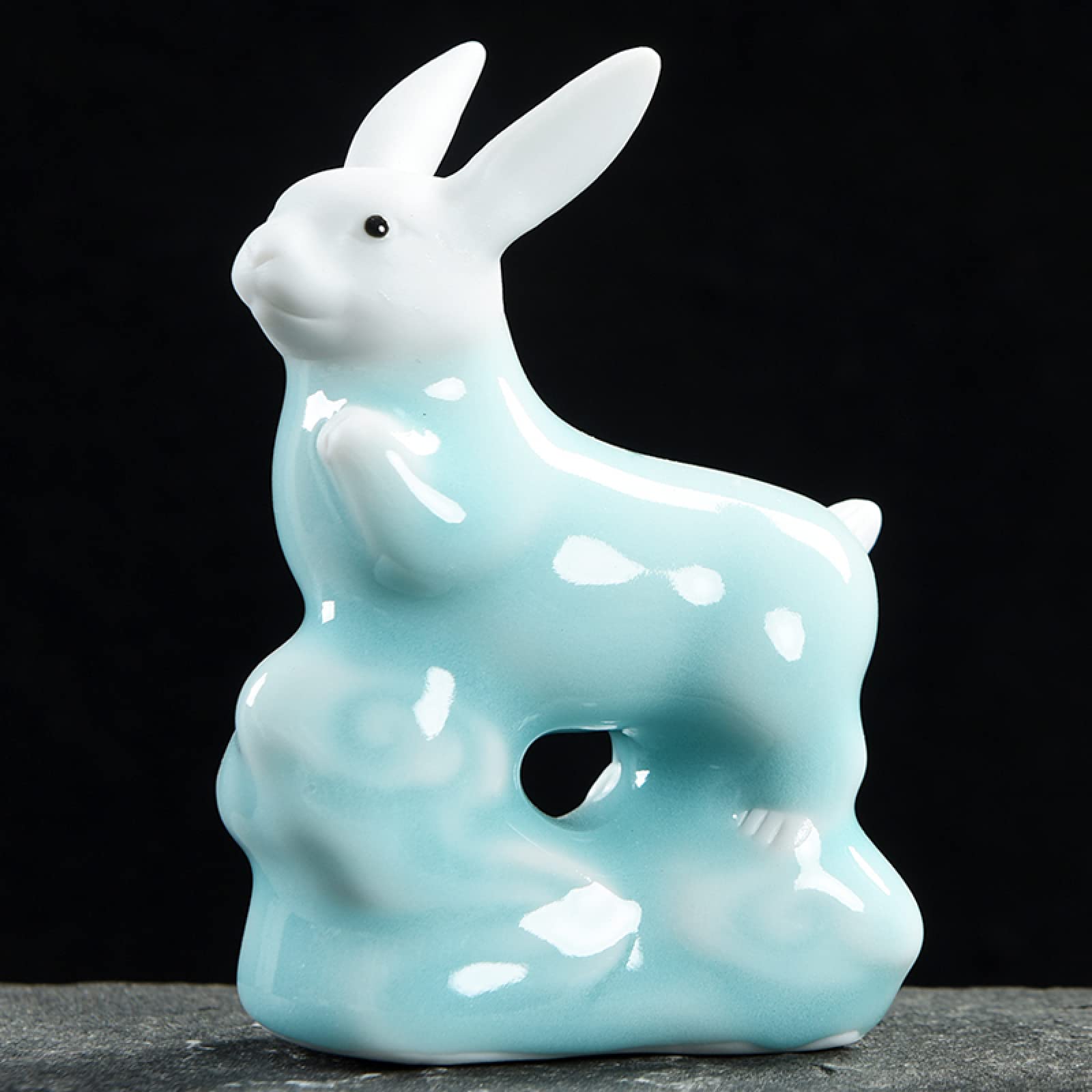 Dytartzx Ceramic Ornament Animals Rabbit Handcrafted Sculpture Garden Arts Decor For Home Office Car Dashboard Gift