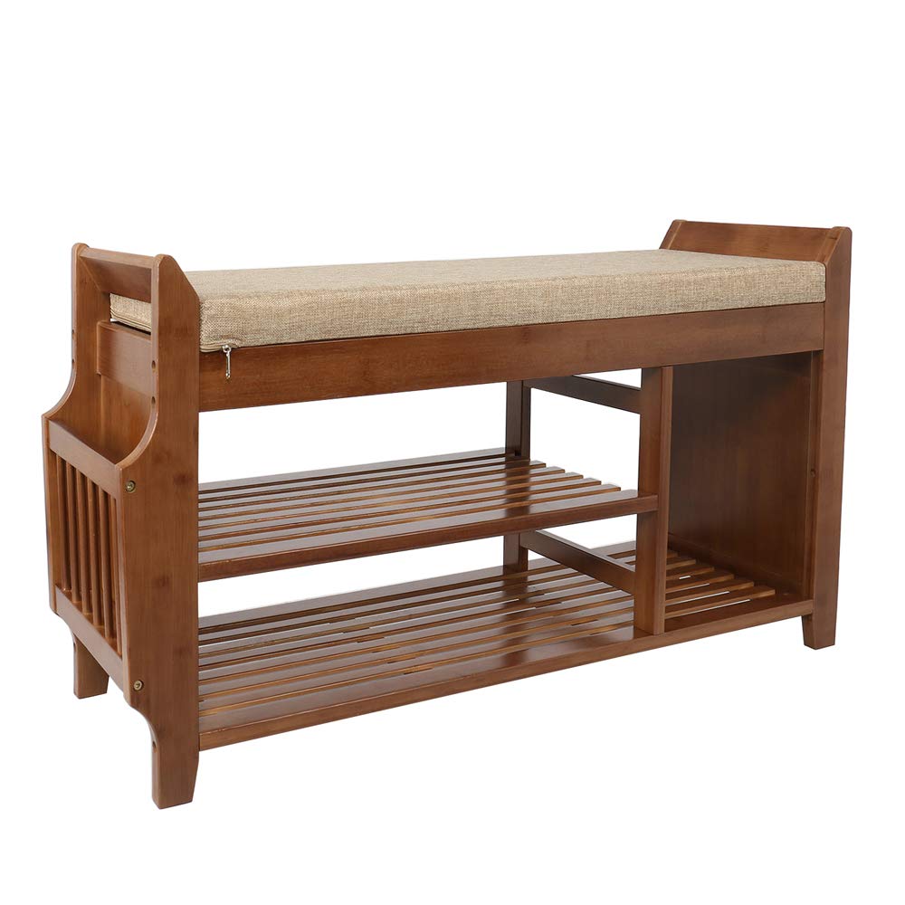 Buy YUSING Bamboo Shoe Rack Bench with Removable Cushion, 2 Tier