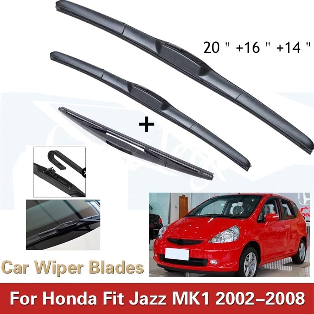 Kit di spazzole tergicristallo Anteriori e Posteriori per Honda Fit Jazz 1 2002-2008, Spazzola per Parabrezza, finestrino, 20"+16"+14"