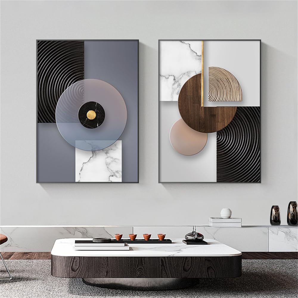 WUHBCZ Canvas Paints,Geometric Abstract Canvas Painting Modern Wood Marble Canvas Posters and Prints Wall Pictures for Living Room Nordic Office Home Decor-50 * 70cm*2PCS (No Frame)