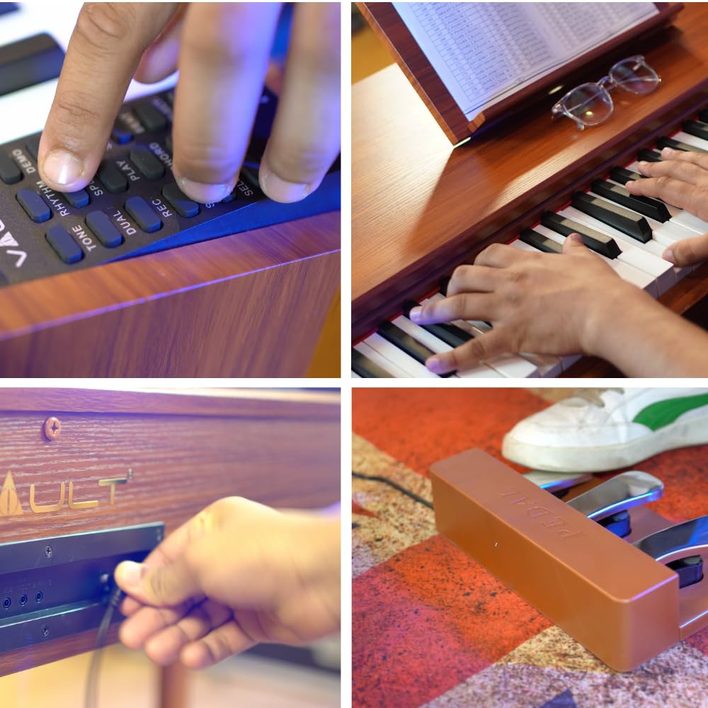 Vault Glide 88 Keys Digital Piano with Weighted Keys cum Table - Brown - Image 5 thumbnail