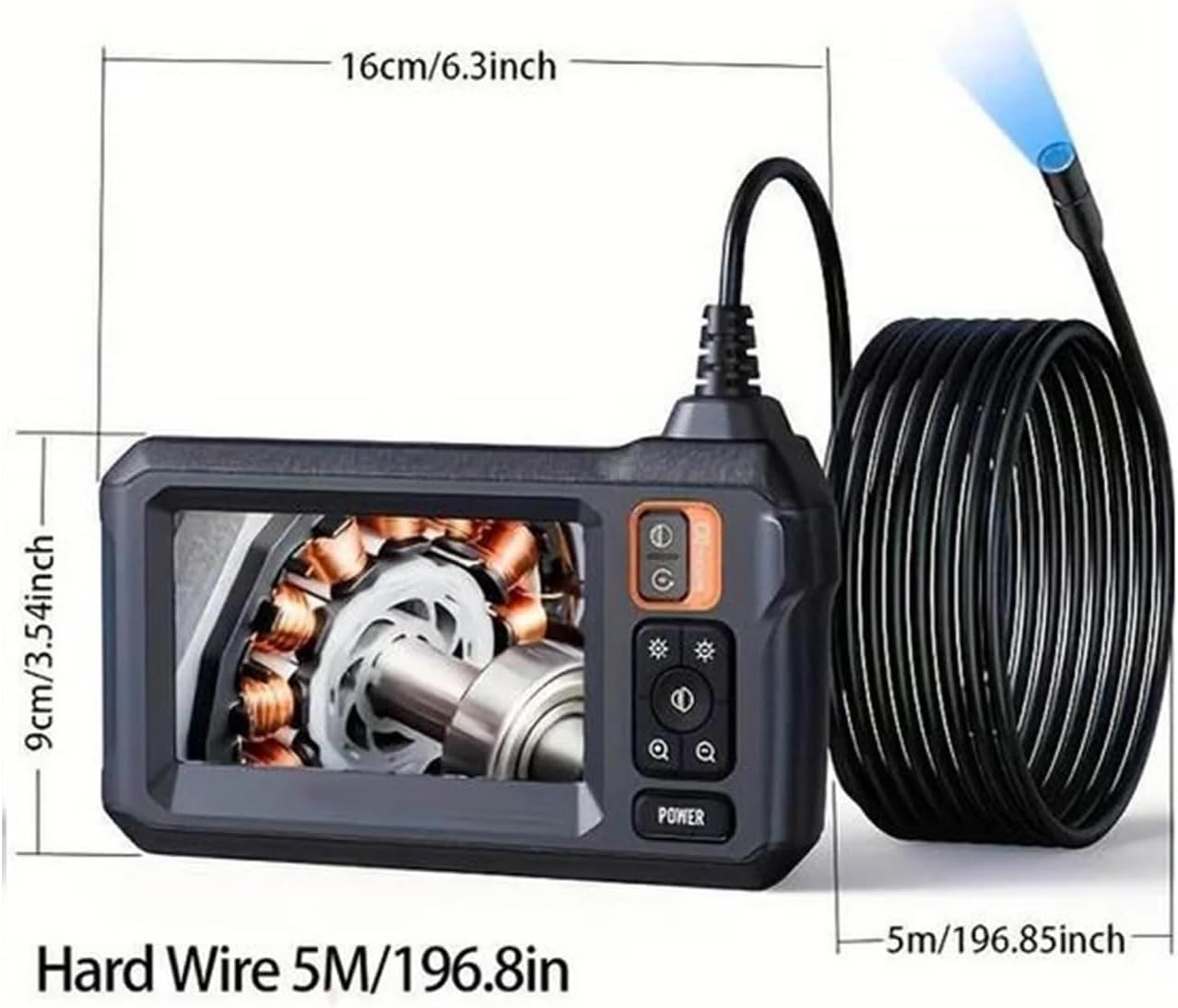 HD Screen Endoscope Camera with LED Light, Flexible Borescope for Pipeline & Car Inspections, Portable, 2000mAh Battery, Waterproof, Single Lens Design