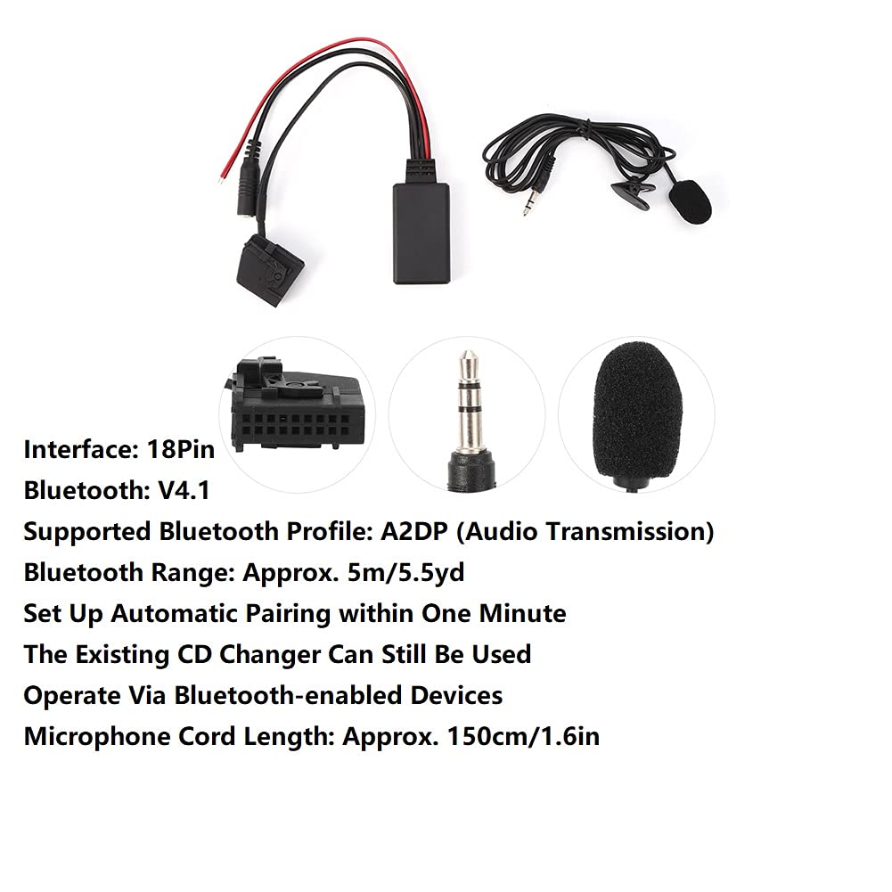 Amazon.com: Yctze 18Pin Bluetooth AUX Cable Adapter Car Microphone