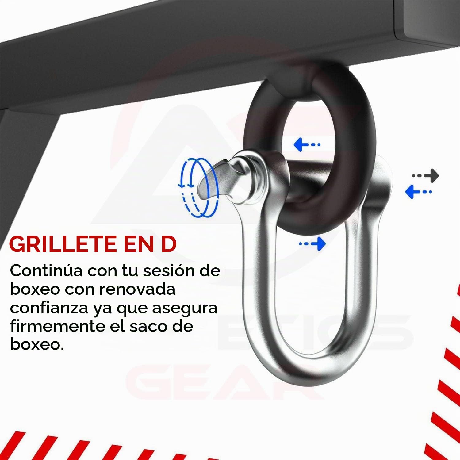 Athletics Gear Soporte para Saco de Boxeo de Pared 30 cm Hierro Calibre 16 Grillete en D Giratorio