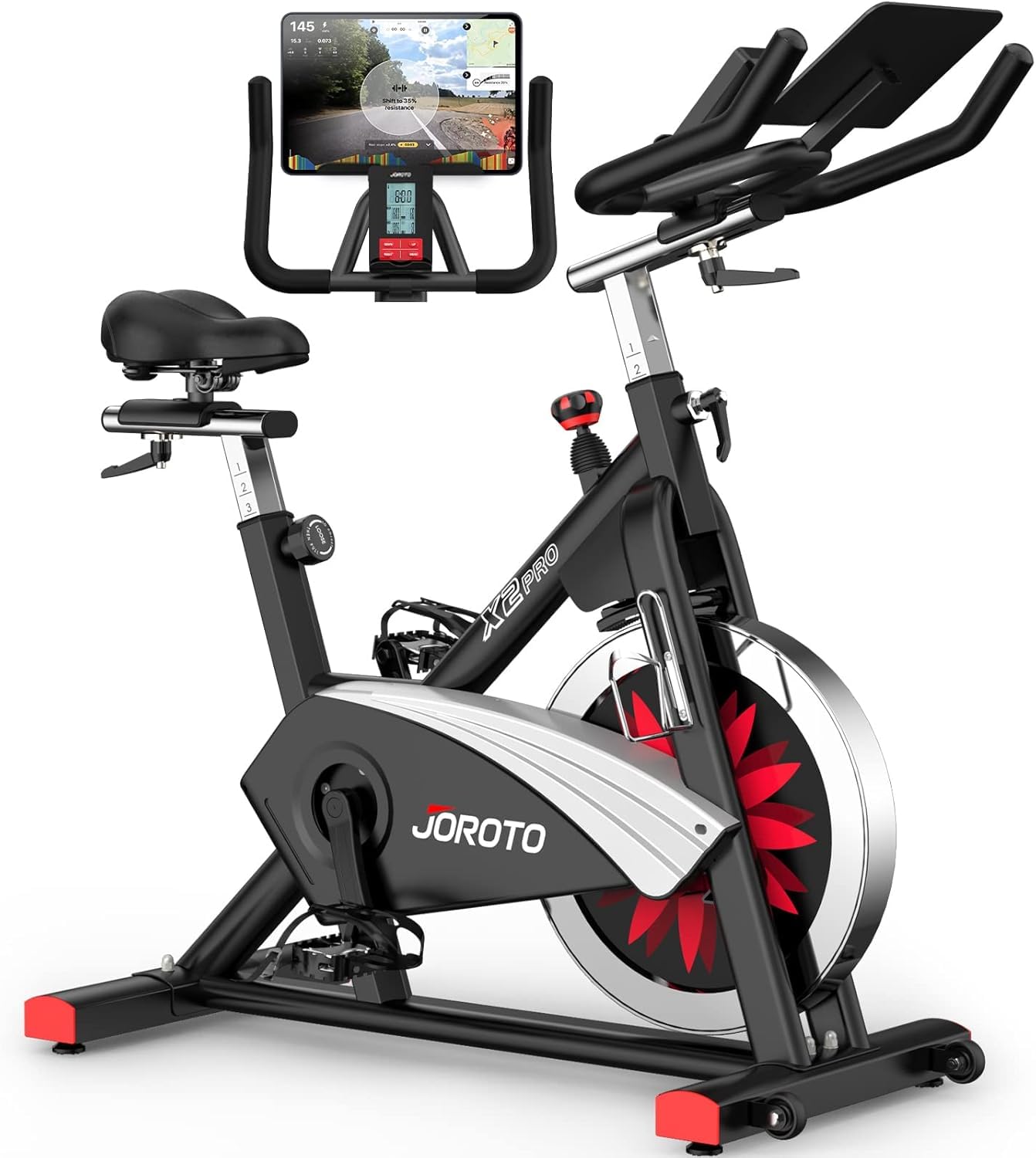 JOROTO Magnetic Exercise Bike, Professional Indoor Cycling Bike, Spinning Bike with Bluetooth and Self-Developed App, 350lbs Weight Capacity & 40 lbs Dual Flywheel, Workout Equipment for Home Gym