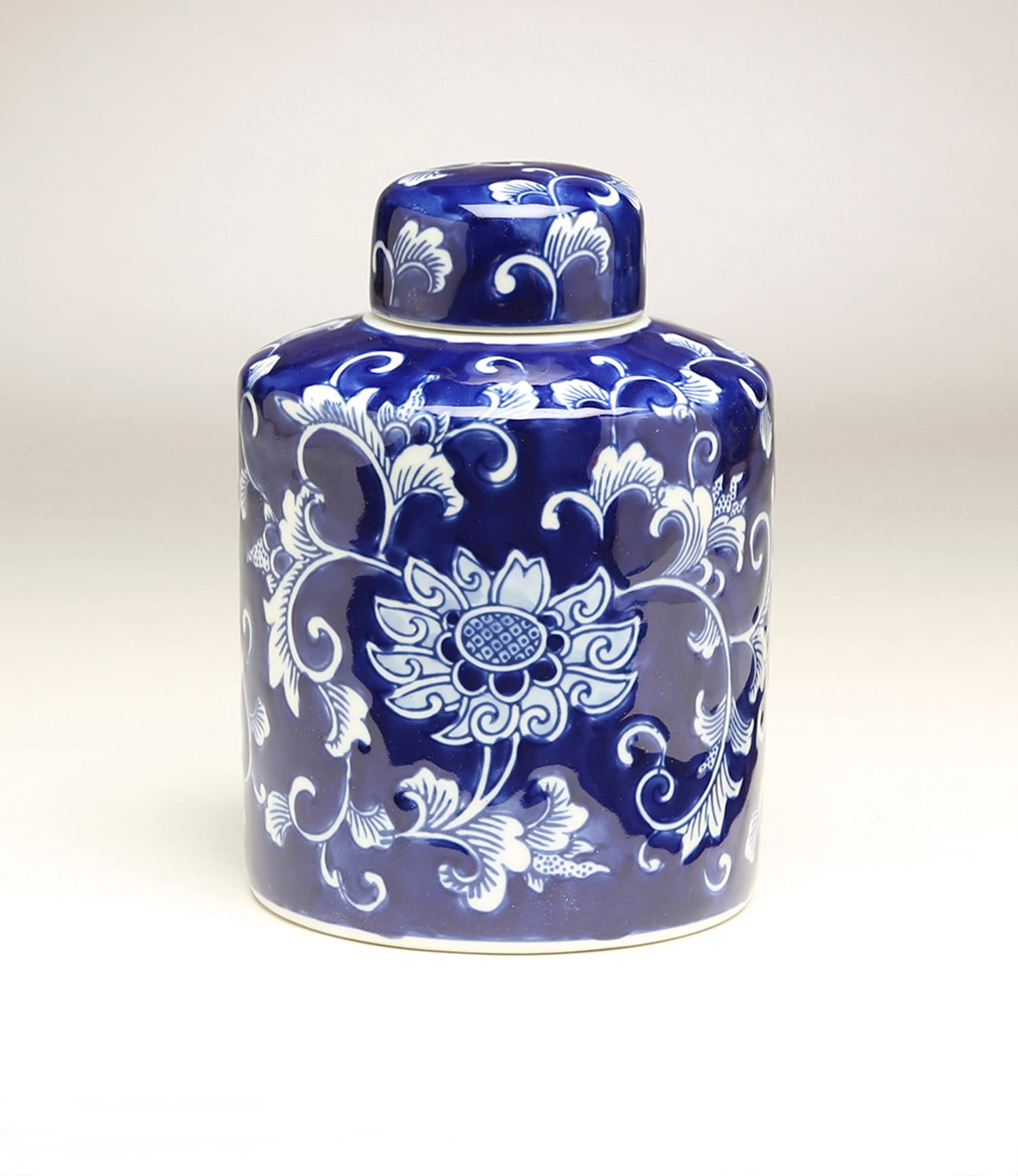 59942 8 Inch Blue & White Ceramic Ginger Jar