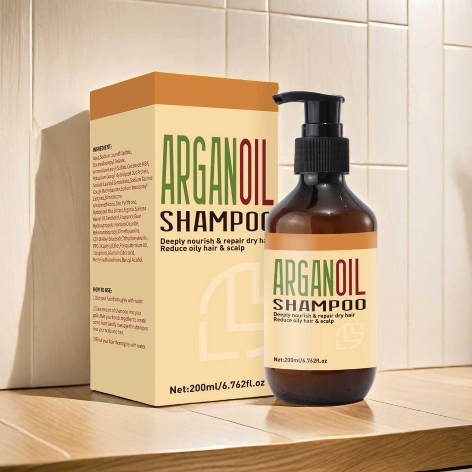 Argan Oil Shampoo, 200ml, Deep Nourishing Hair Care for Dry Hair and Oily Scalp, 200 ml (Pack of 1) - Image 3