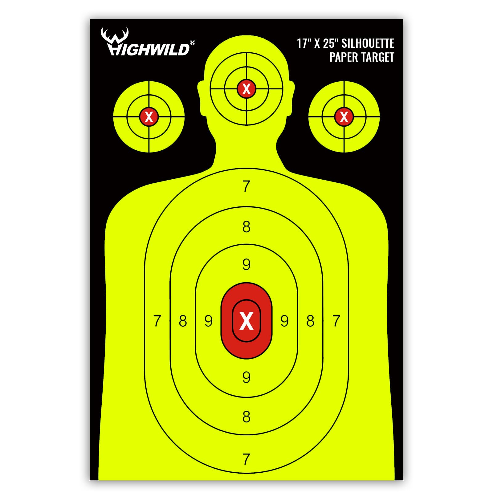 Highwild Shooting Range Silhouette Paper Target - 17X25 Inch - Suitable for Handguns, Rifles, Airguns, BB Guns