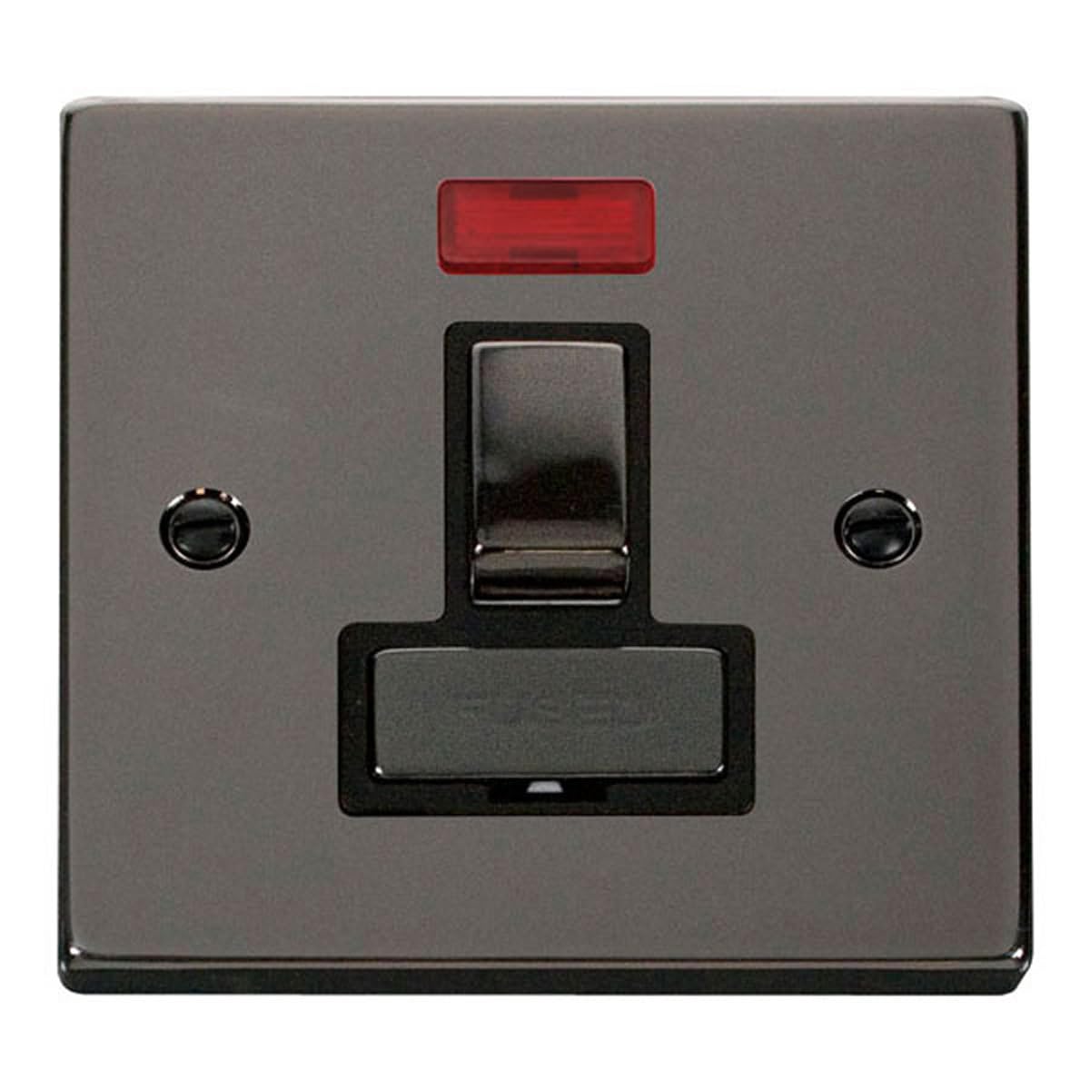 Click Black Nickel 13A Fused Ingot Connection Unit Switched With Neon