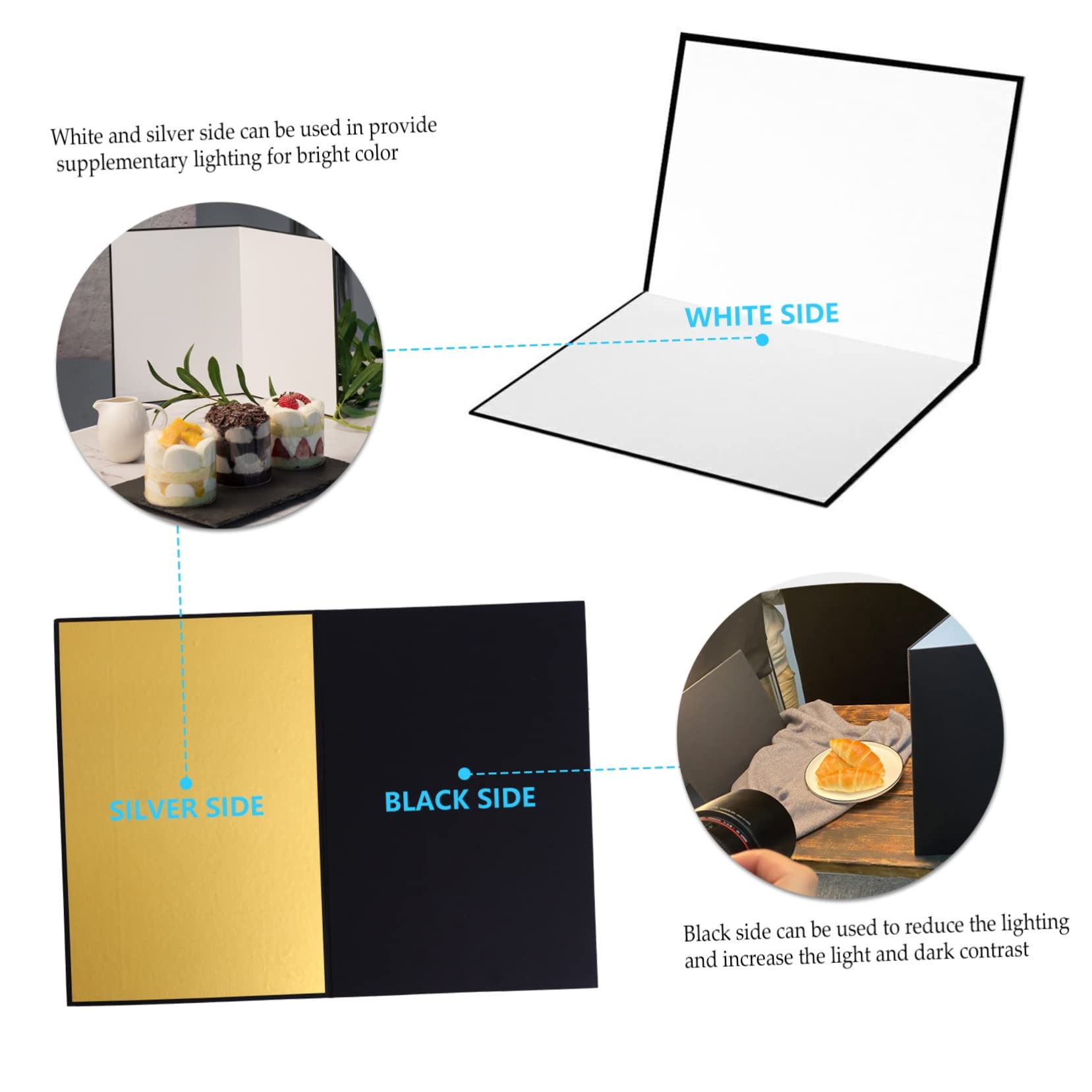 FELTECHELECTR Reflective Board for Photography Cardboard Folding Reflector Standalone Enhance Lighting Foldable Long-Lasting