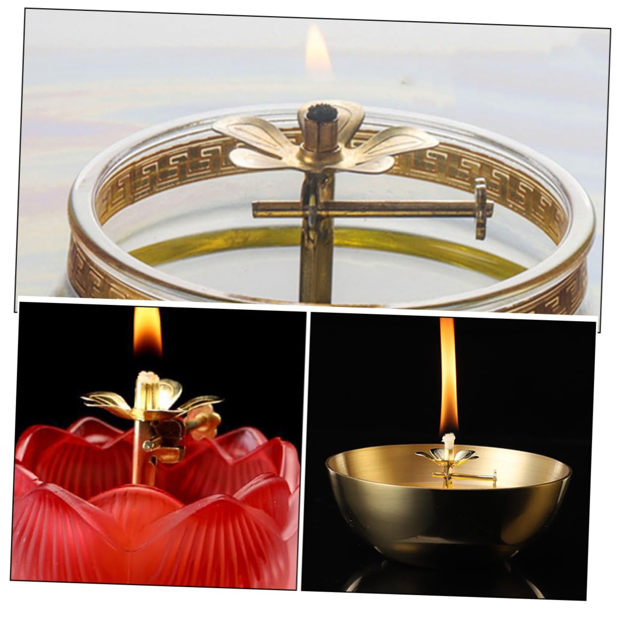Amazon.com: RORPOIR Alloy Oil Lamp Wick Holder for Buddha Temple