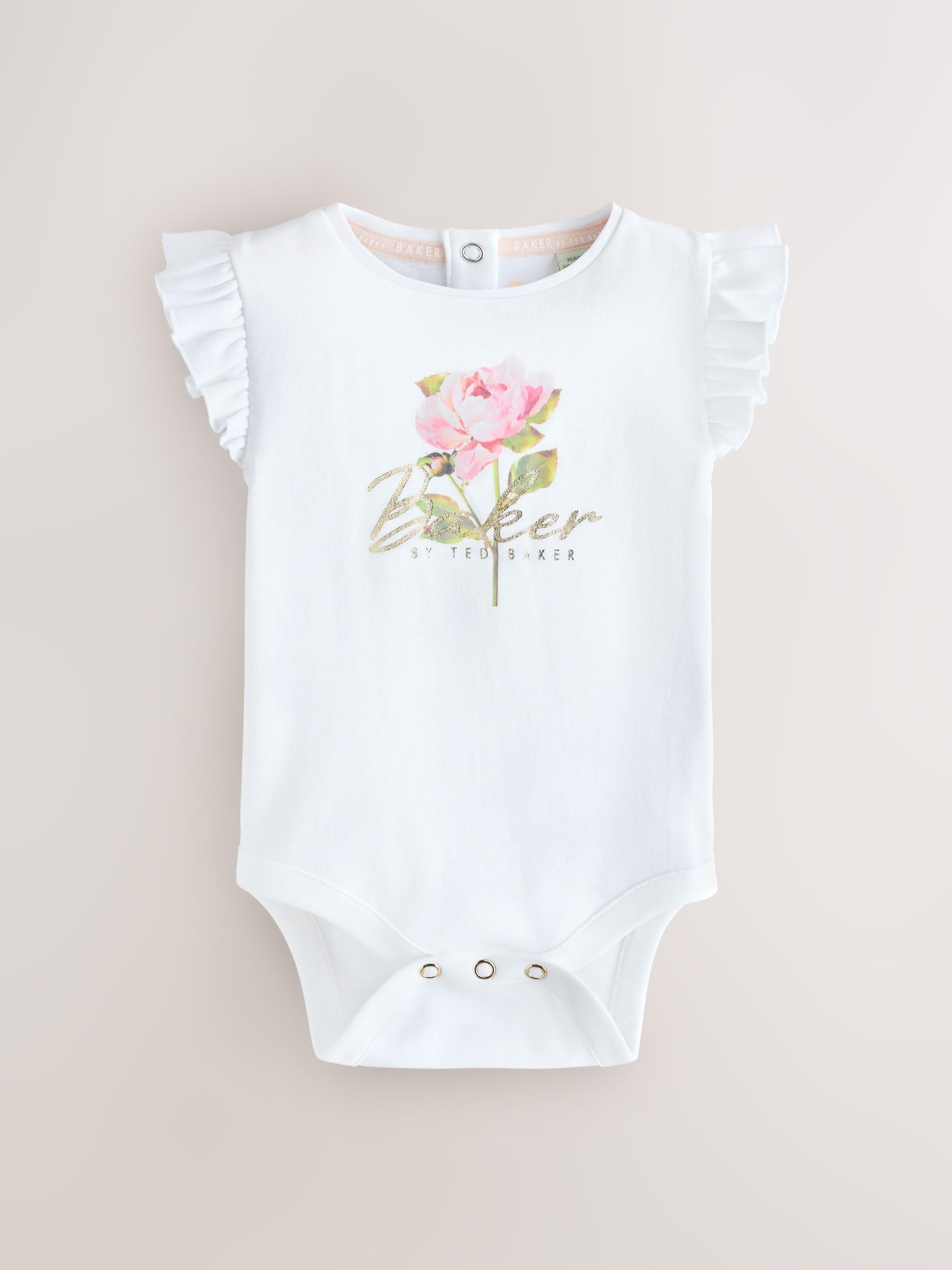 Bambina - Confezione da 2 body con ruches | Bianco / rosa, Neonato, Standard, Button, 100% cotone