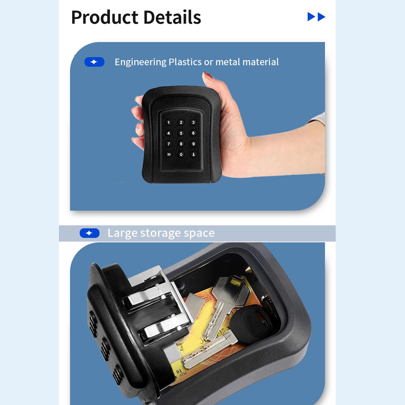 Cassetta di Sicurezza Portatile Resistente Alle Intemperie Codice Meccanico con Ingresso Bluetooth per Uso Esterno