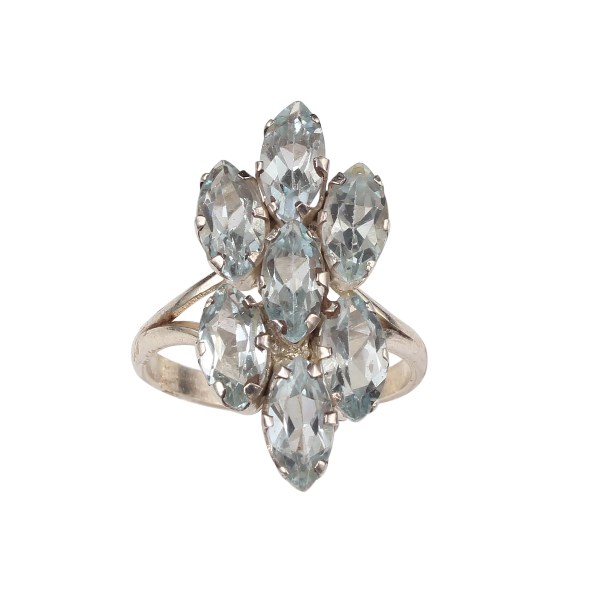 Bague en quartz bleu marquise argent 925 sans allergie