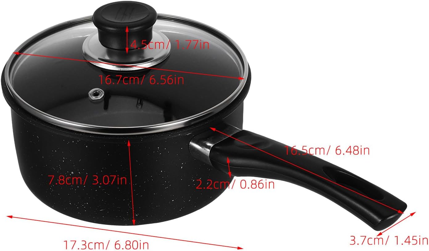 Small Nonstick Maifanstone Saucepan with Lid 16cm for 1-3 People Milk Warmer and Soup Cooking Pot Food Stew Pan for Stovetop Kitchen Use