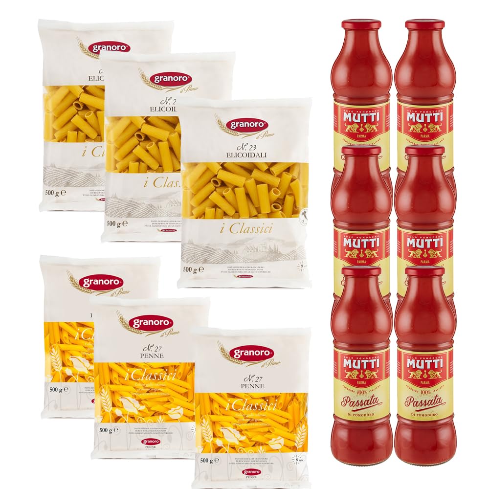 3 Pasta Penne + 3 Elicoidali Granoro Gr 500 + 6 Passata di pomodoro Mutti gr 700 | Box OFFERTA SPECIALE