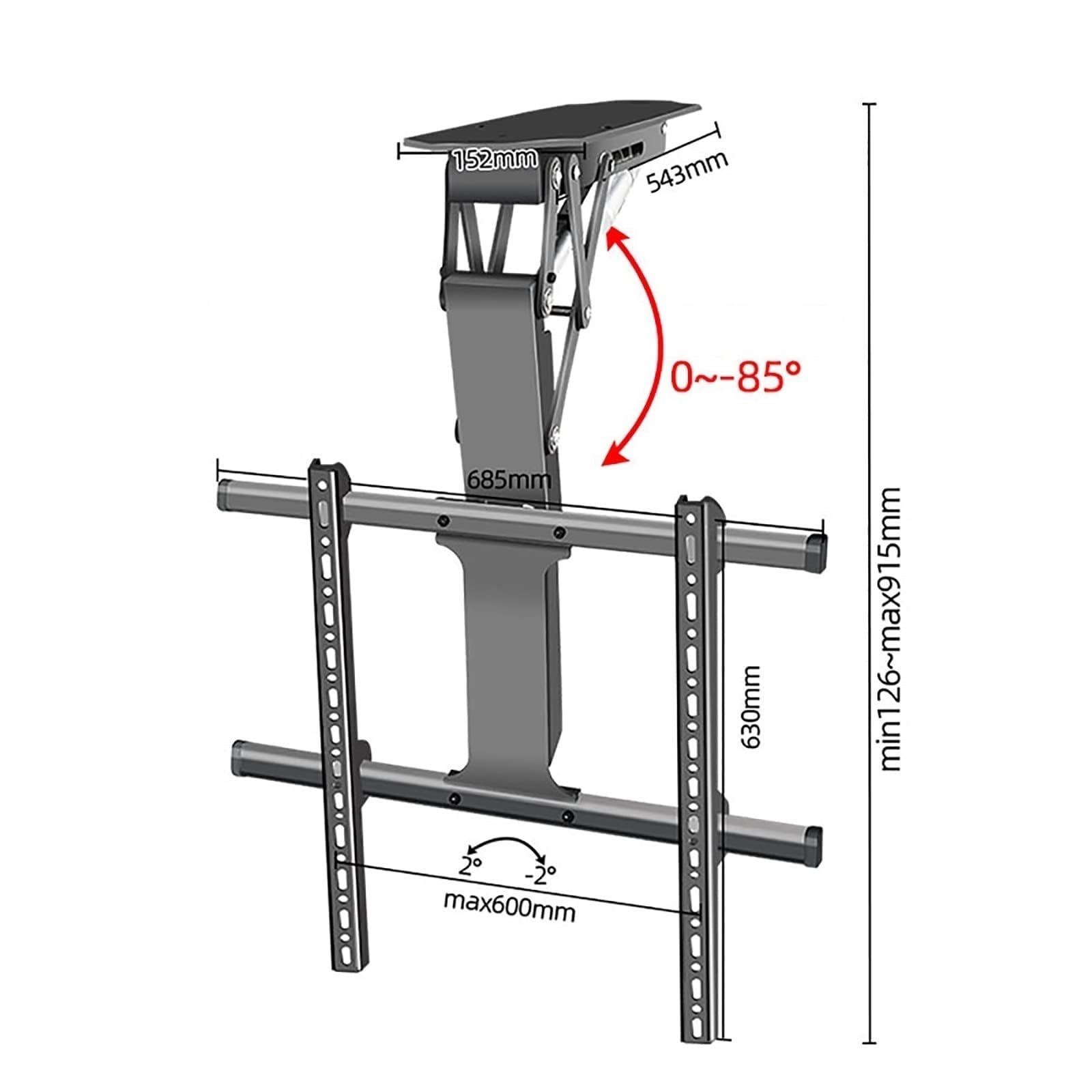 Soporte de TV para Techo de Mesa - Soporte de TV motorizado abatible de 0 a 85°, Compatible con televisores de 32 a 70 Pulgadas, con elevación automática.