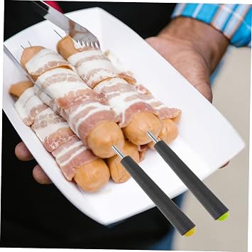 Mobestech 12pcs Stainless Steel BBQ Forks Set Telescoping Marshmallow Roasting Sticks Colorful Plastic Handles for Campfire Sausage and Hot Dog Cooking