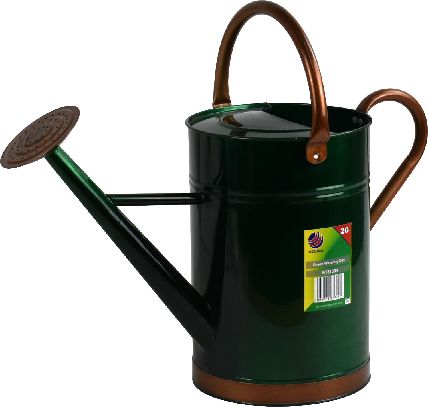 Sterling Ventures Green 2 Gallons Galvanised Steel Watering Can Gloss Finished 9L (Green)