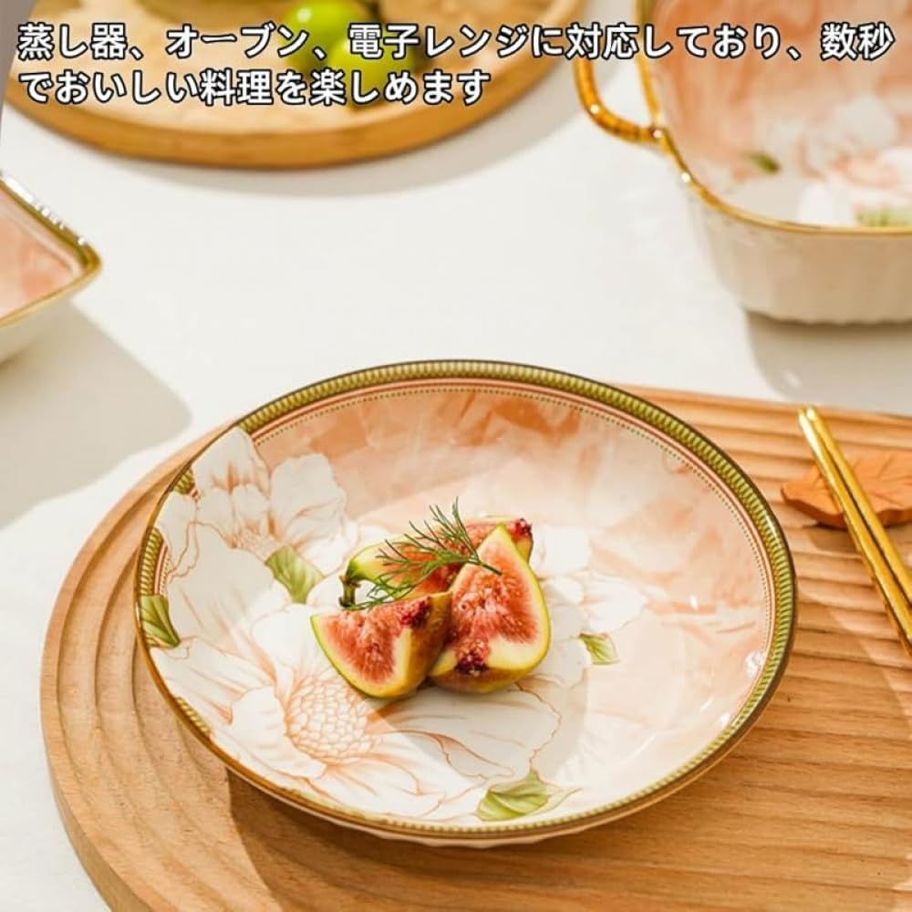 GEBYUI 和風陶器食器セット 丼・汁椀・小皿・大汁椀・スプーン・箸付き 電子レンジ対応 食器洗い機対応 結婚祝い・誕生日祝い・引