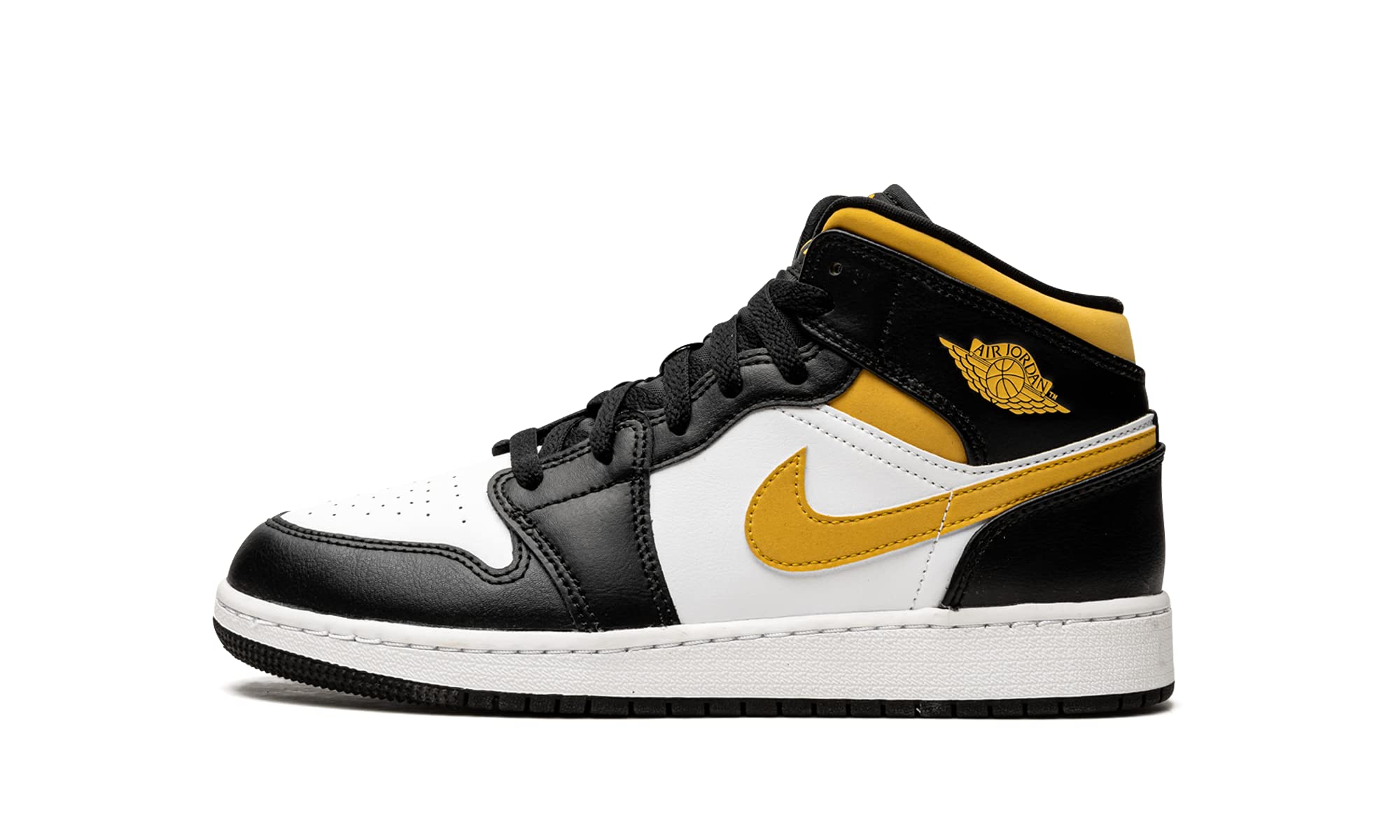 Jordan Mens Air Jordan 1 Mid GS 554725 177 Pollen/Black/White - Size