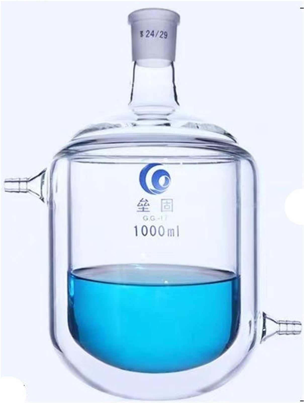 Botella de reacción con camisa de una sola boca de vidrio de borosilicato de fondo redondo de laboratorio, matraz de reacción de doble capa(50ml caliber 24)