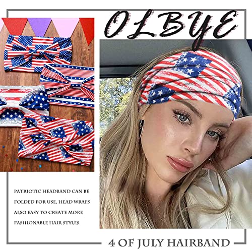Olbye 4Th Of July Headbands Usa Patriotic Hair Accessories American Flag Headband Wide Knotted Turban Head Band Non Slip Elastic Hairband Red White And Blue Bandana Stars And Stripes Head Bands Independence Day Party Decorations Hairbands Fourth Of July Accessories For Women And Girls Pack Of 4 thumb #5