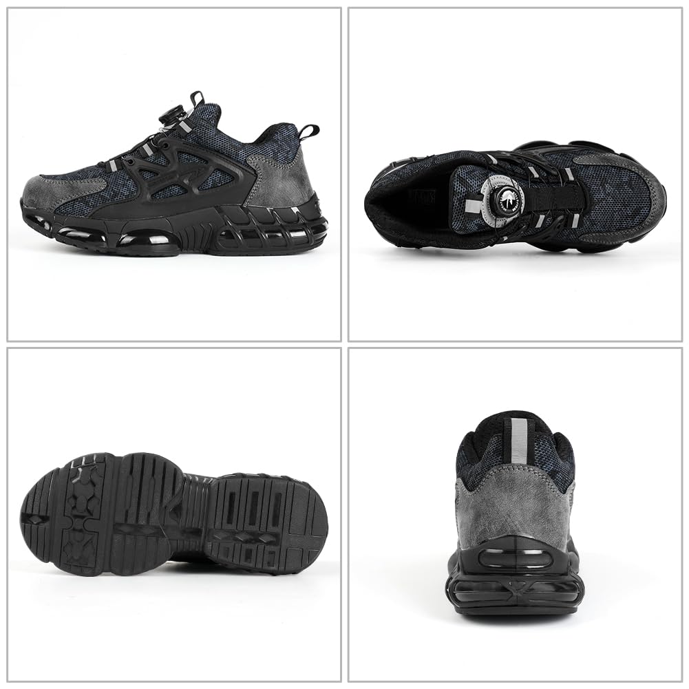 OFFCUP Męskie buty ochronne, buty ochronne, buty robocze ze stalowym noskiem, buty robocze, lekkie, wygodne, buty robocze, przemysłowe, trampki, antypoślizgowe, amortyzacja wstrząsów, zamek górski