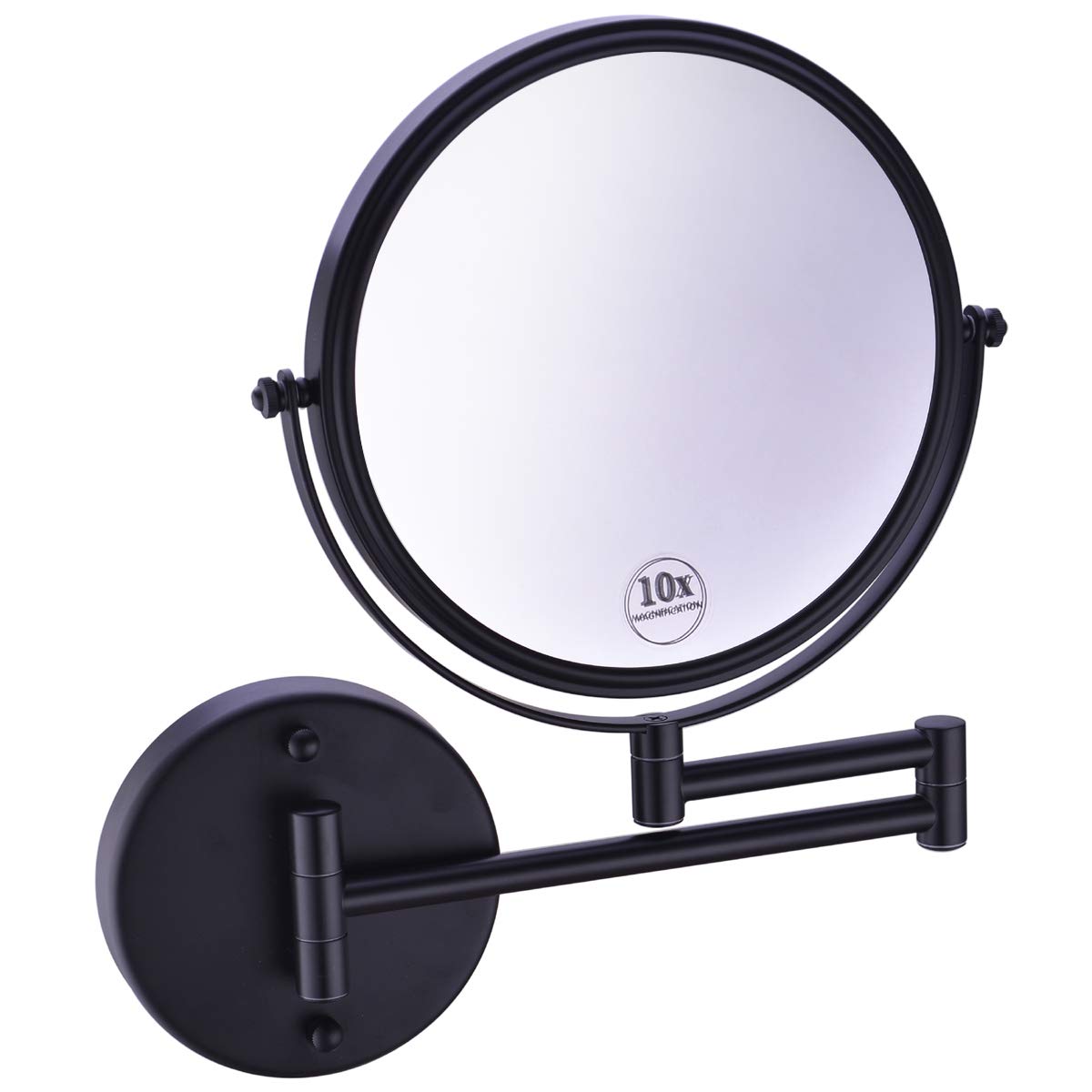 Anpean Wall Mounted Makeup Mirror 10x Magnification with 8 Inch Double Sided Swivel, Matte Black