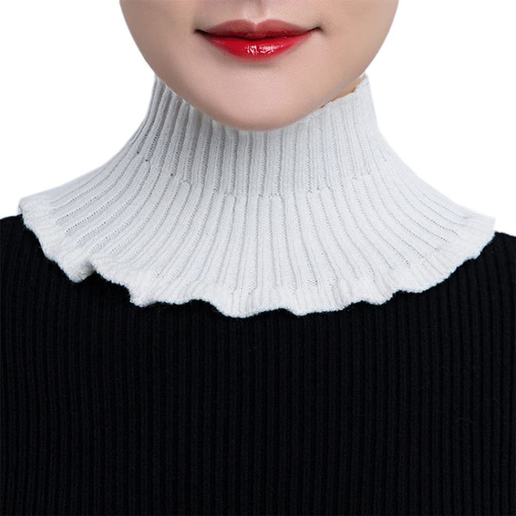 HUAJINGKEJI Women Girls Sweater Collar Detachable Knitted Wool Mock Turtleneck Fake False Collar Half Top Winter Neck Warmer