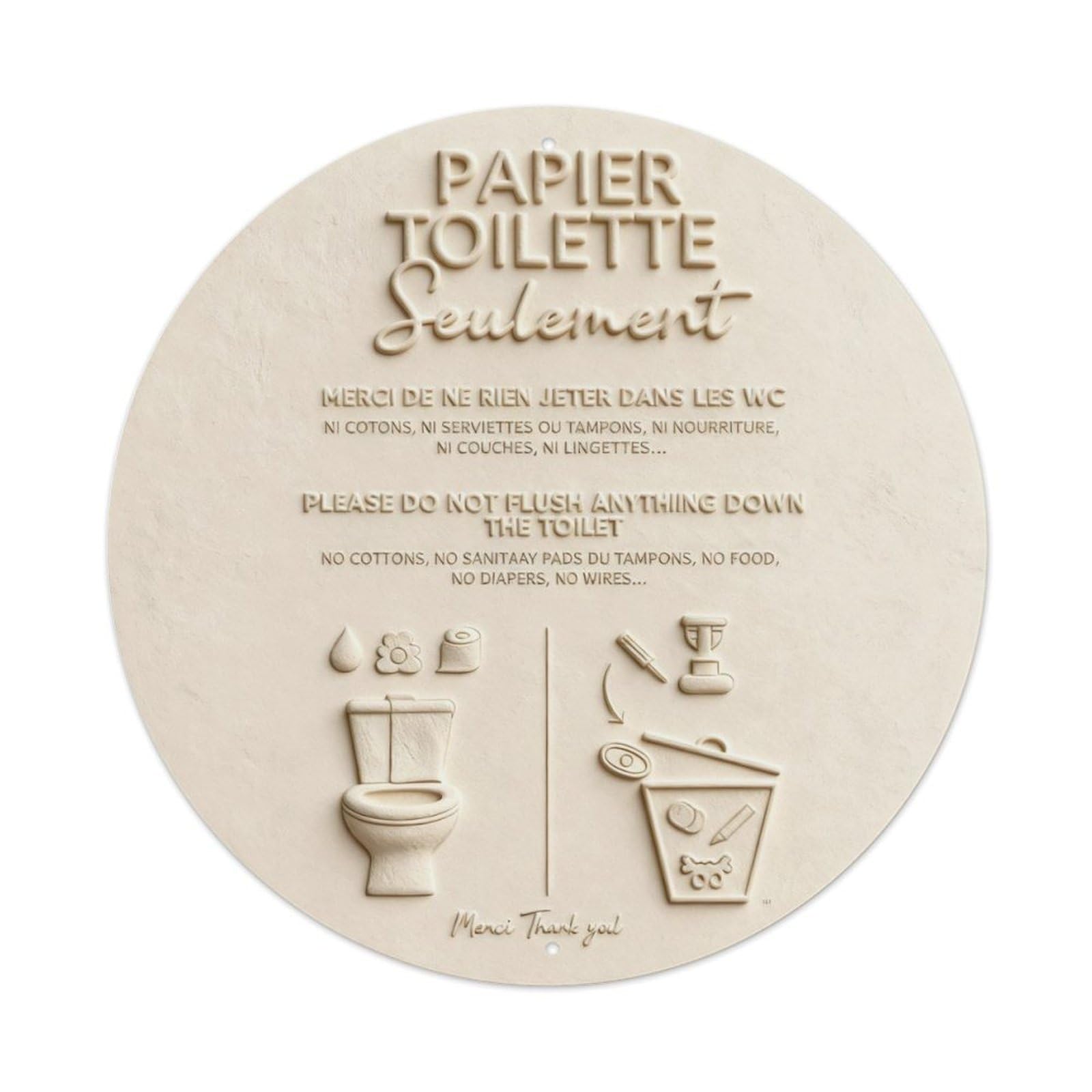 Toilet Warning Sign With Icons And Text Round Metal Tin Sign Vintage Wall Decor, Bar Garage Cafe Kitchen Home Wall Art Poster 8x8inches