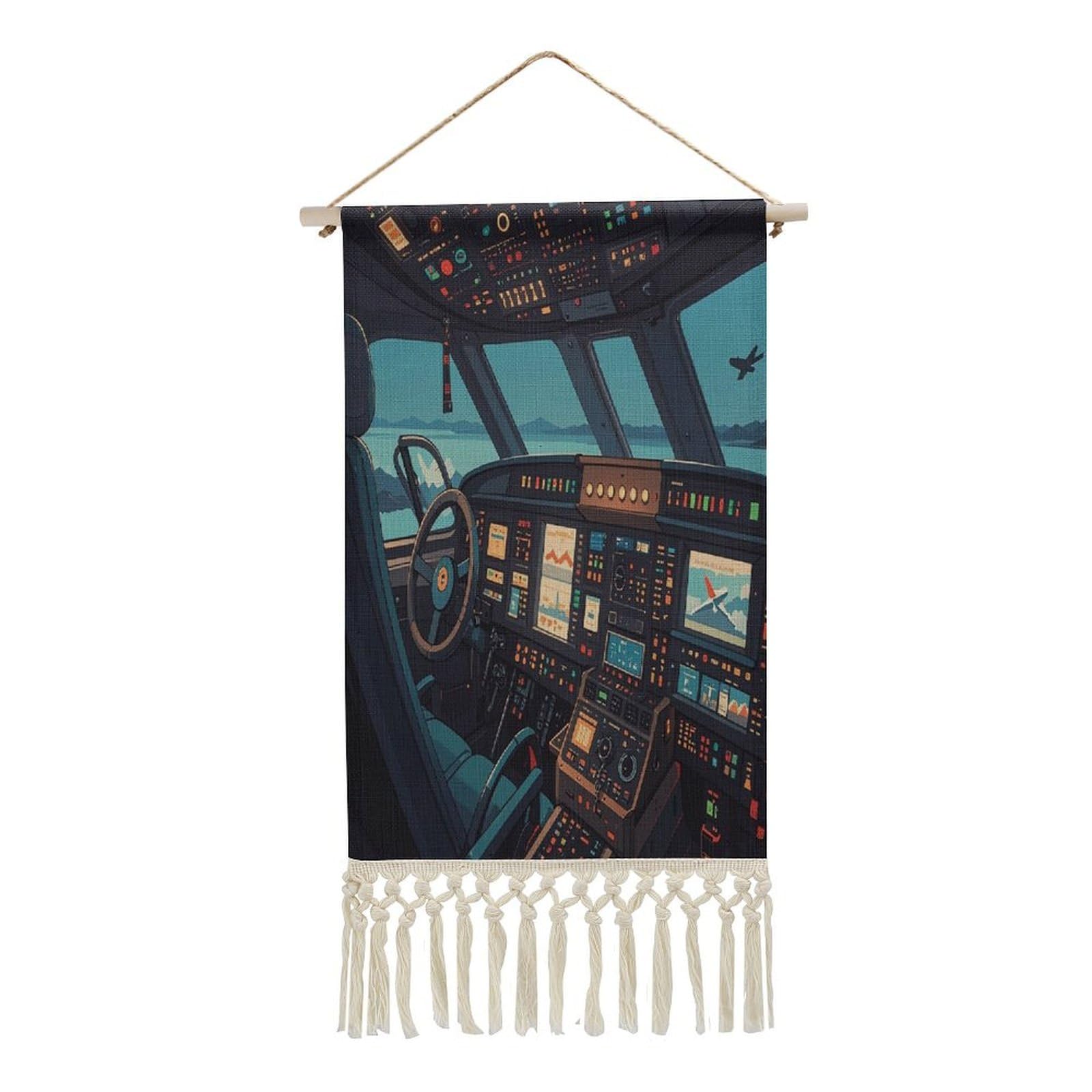 FekiLoot Airplane Wall Art Print Decor Art Tapestry with Tassel Cotton Linen Hanging Poster Vintage Aesthetic Wall Art Poster Rustic Wall Art Decor for Home Bedroom Living Room Office