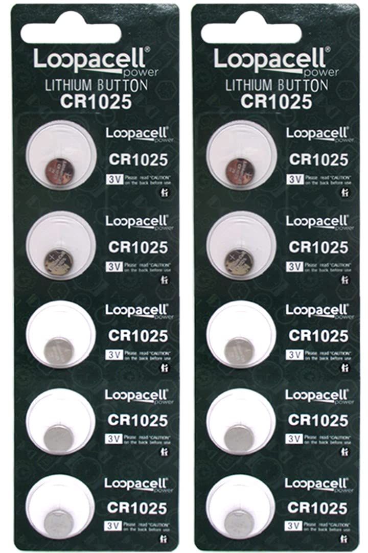 LOOPACELL 10 Pk Lithium Coin Battery 3v for Keyless Entry and Remote Controls CR1025
