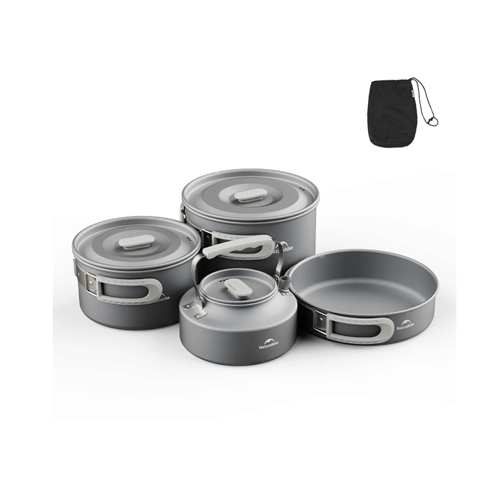 Naturehike Schachtelbares Camping Topfset,Leicht & Hitzebeständig | Lebensmittelechtes Aluminiumlegierung, Hitzebeständiger Griff für Camping, Picknick & Wandern,Sets in verschiedenen Größen